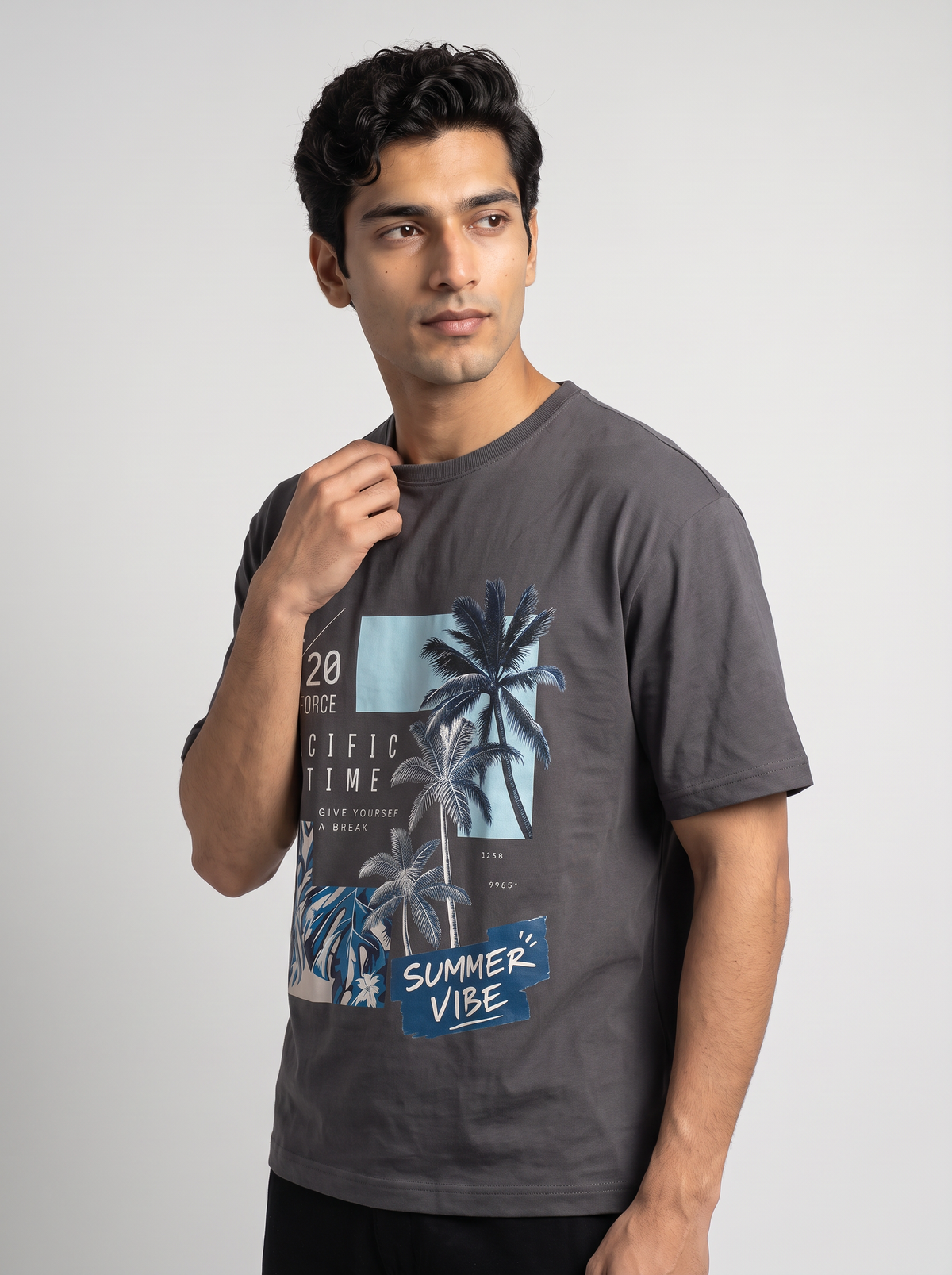 Grey: Pacific Vibe Oversized T-Shirt