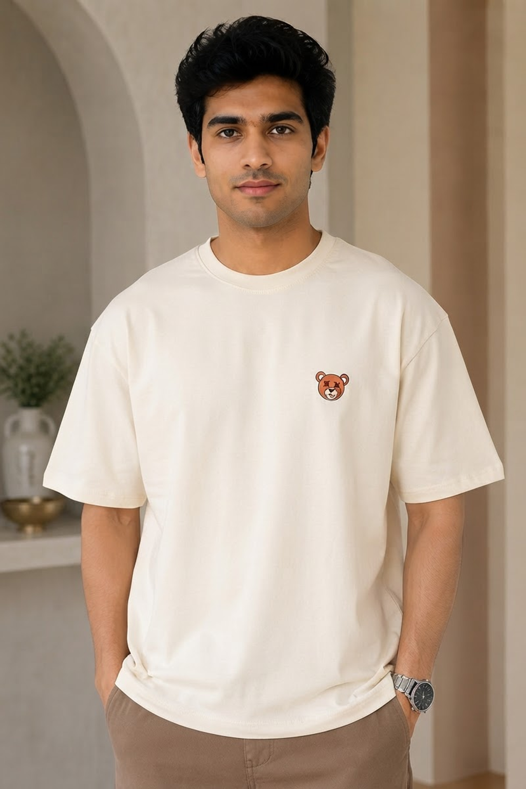 Off White-Teddy Club Oversized T-shirt