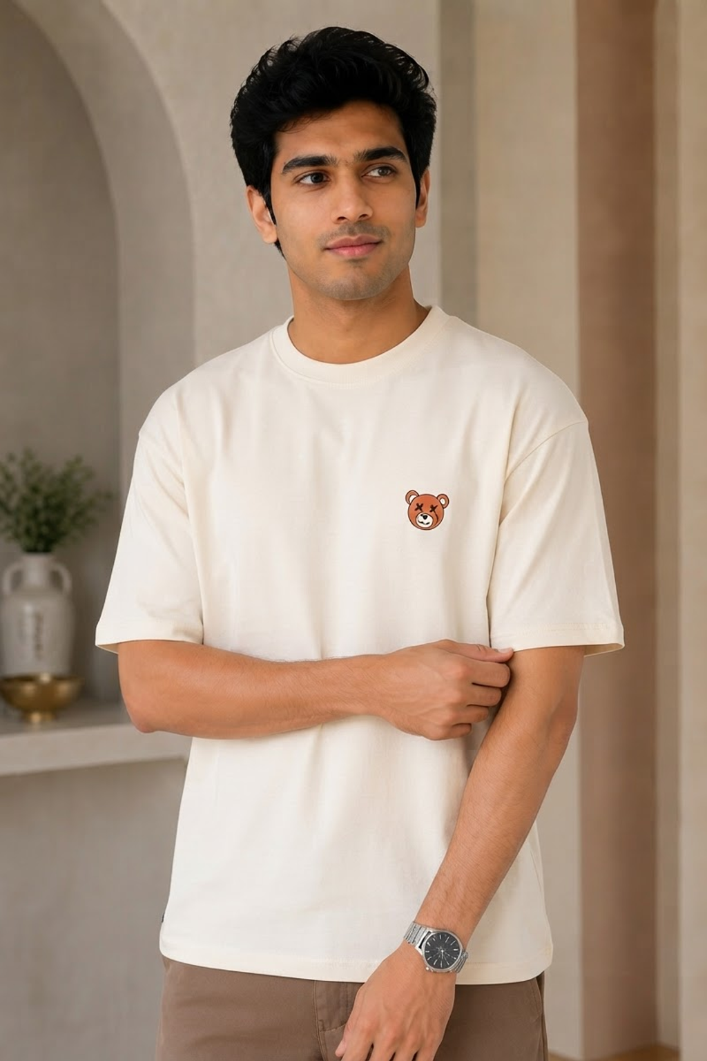 Off White-Teddy Club Oversized T-shirt
