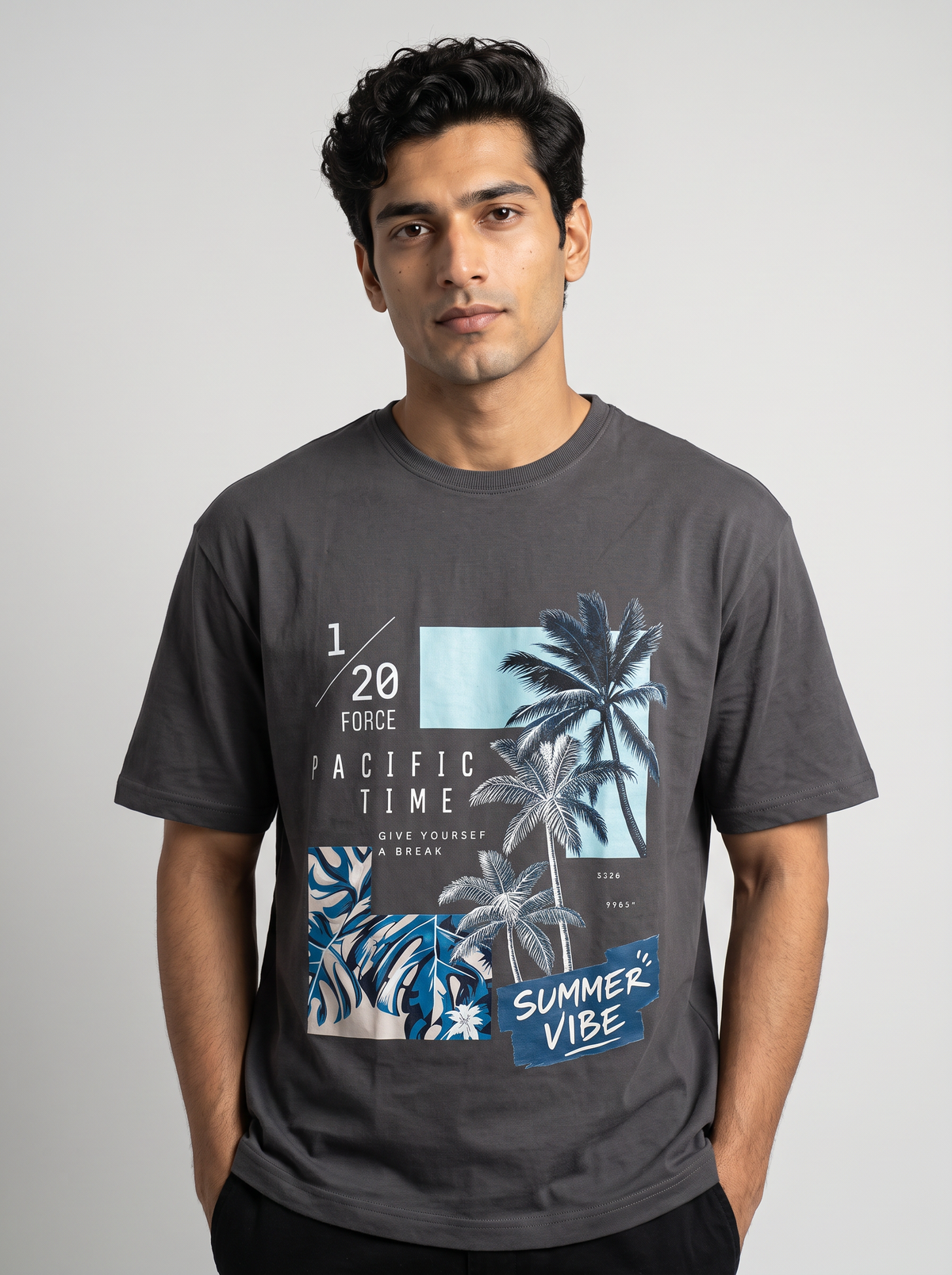 Grey: Pacific Vibe Oversized T-Shirt