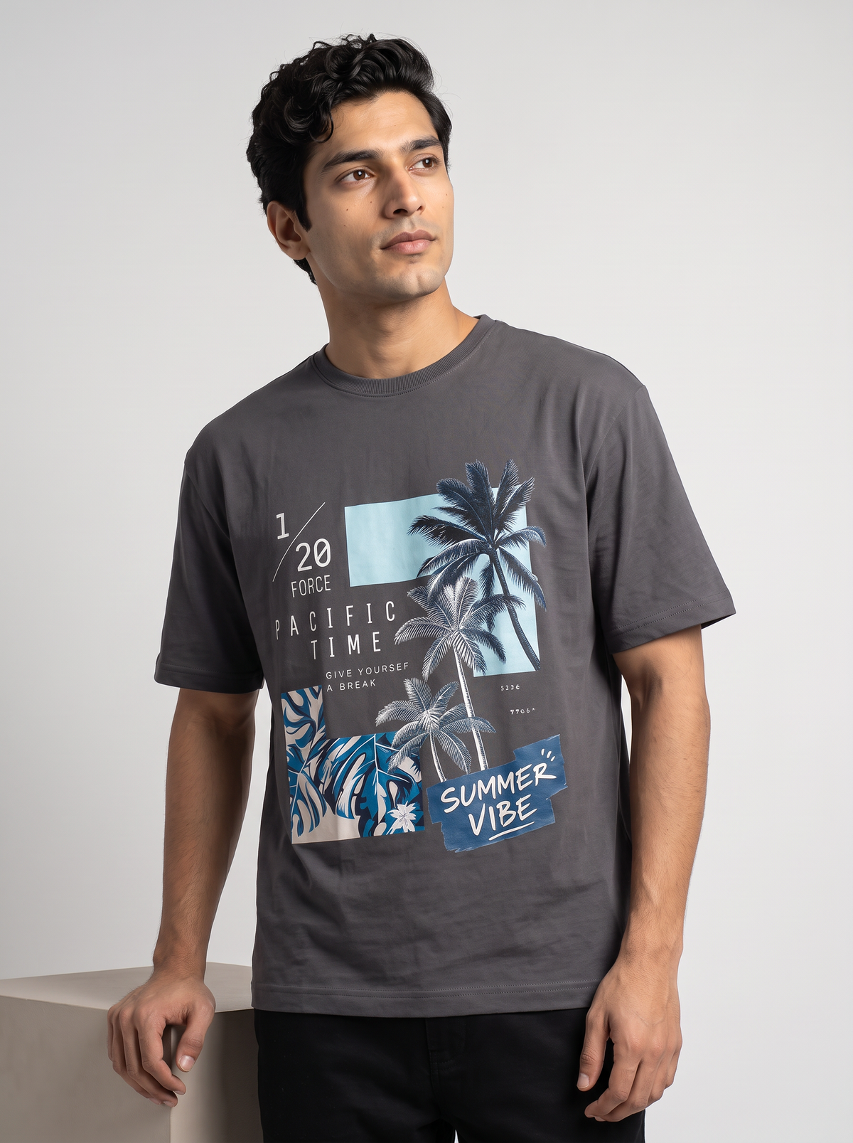 Grey: Pacific Vibe Oversized T-Shirt