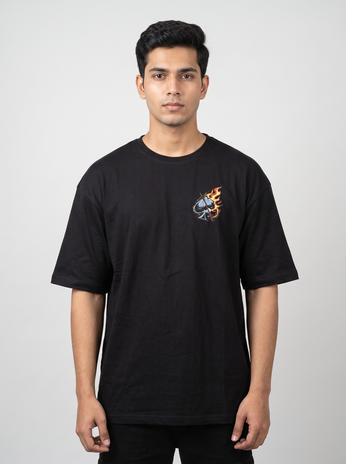 Black: Ace of Flames Oversized T-Shirt