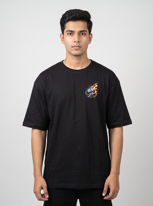 Black: Ace of Flames Oversized T-Shirt