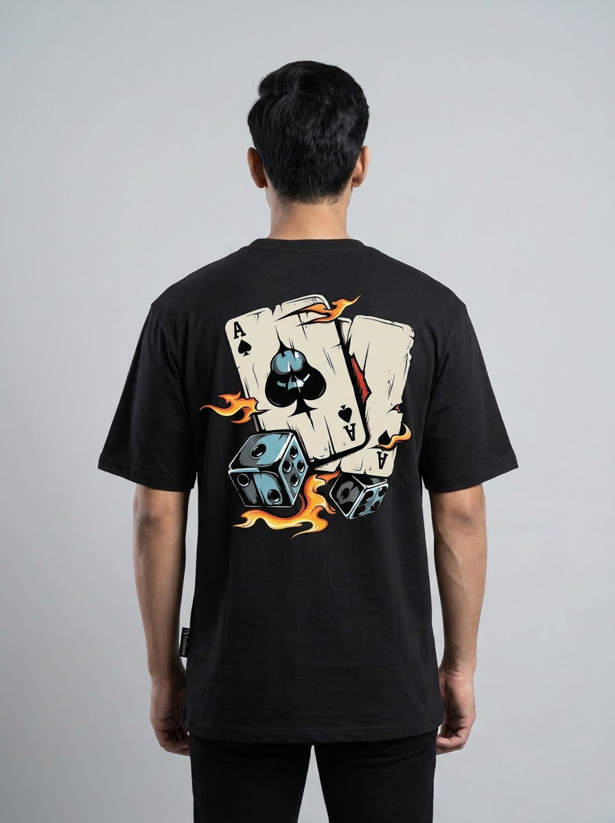Black: Ace of Flames Oversized T-Shirt