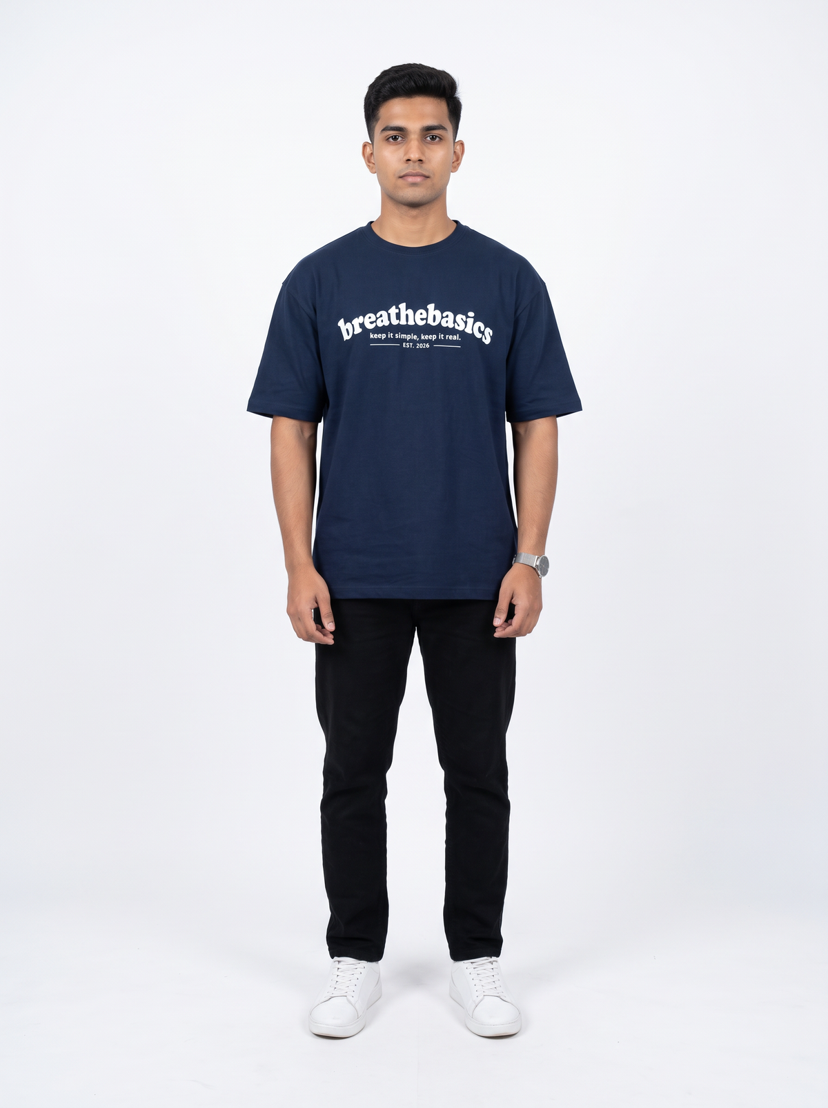 Navy Blue: Signature Oversized T-shirt