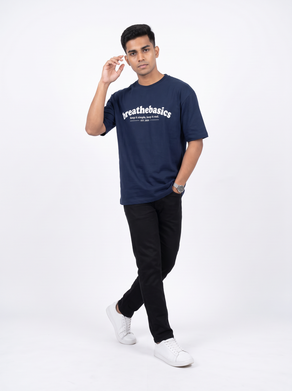 Navy Blue: Signature Oversized T-shirt